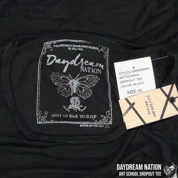 DAYDREAM NATION X DOLLS KILL ART SCHOOL DROPOUT OVERSIZED TEE IN BLACK SIZE XL - Picture 7 of 16